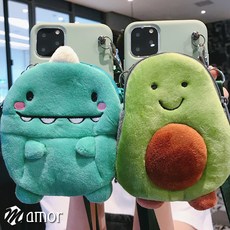 아보카도 공룡 캐릭터 인형 실리콘 어린이 동전지갑 스트랩 핸드폰 케이스 가방