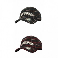 치치몰 혼방 울 체크무늬 야구모자 볼캡 STUPID패치 남녀공용야구모자/군모