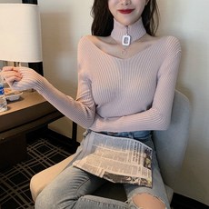 겨울 가을 섹시 슬림 긴 소매 여성 풀오버 후드 목걸이