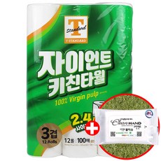 티스탠다드 자이언트 키친타월 3겹 100매 x12롤 + 클린핸즈물티슈