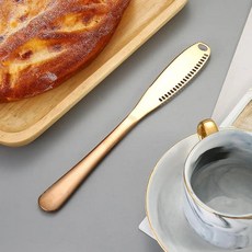 구멍이 골드 스테 버터 치즈 디저트 잼 나이프 커트레이 도구 주방 토스트 빵 식기 강판, 3. Rose gold, 1개