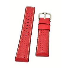Hirsch 퍼포먼스 TIGER 가죽 스포츠 시계 스트랩 고무 라이닝 RED 24mm Hi