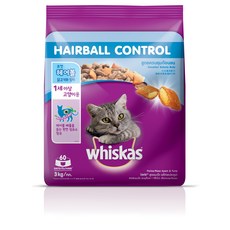위스카스 건식 참치 닭고기 오션피쉬 주니어 헤어볼 1.1kg 3kg 7kg 고양이 사료, 헤어볼 닭고기와 참치 3kg