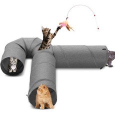 자신의 애완동물 고양이 터널 직경 12인치 더 큰 튜브 플러시 볼 깃털 장난감 강아지 및 토끼를 위한 U자형 놀이, U-Shaped_10 Inches in Diameter
