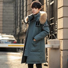 POMTOR 남성 겨울 캐주얼 패션 롱 패딩 아우터 재킷 점퍼 후드 코트 상품 이미지