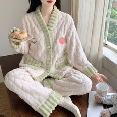 겨울 수면바지 여성 잠옷세트 수면잠옷 홈웨어 파자마 플란넬