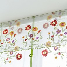 별모양커튼 완제품 커튼 마술스티커 부채꼴모양 펀칭불필요 미국식 주방 로만셰이드 창문 짧은커튼, C14-오색 꽃 벨크로(커튼달림 헤드)