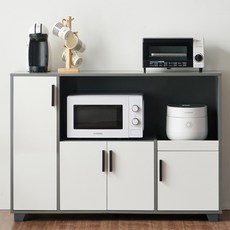 하이앤드리 스타3 도어형 수납 와이드 1200 주방수납장 렌지대 에어프라이어 전자레인지 토스트기, 그레이화이트, 2단