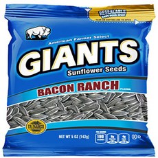 Bacon Ranch Flavored GIANTS Sunflower Seeds 12-5 oz bags 베이컨 랜치 맛 자이언트 해바라기 씨 12-141.7g 봉지, 1