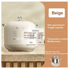 가정용 스마트 계란 조리기 다기능 아침 식사 기계 부드러운 보온 냄비 24 시간 예약 220V 300W, White, KR, 1개