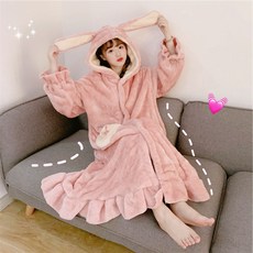 플란넬 가운 귀여운 토끼 귀 잠옷 홈웨어 파자마 72