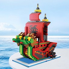 해양 해적선 플라스틱 3D 모델 빌딩 블록 성인 소년 마이크로 미니 벽돌 키트 범선 전쟁 조립 상자 없음, 1개