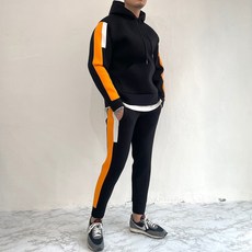 파블럼 배색 조각 오버핏 네오프렌 트레이닝복 세트 남녀공용 2color