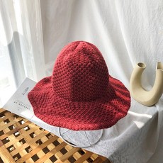 해외 버킷햇모자녀 데일리 심플 베이직 비니 레드 빈티지 패션-11392