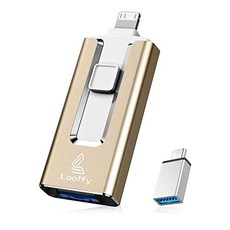 iPhone과 호환되는 USB 플래시 드라이브 4-in-1 메모리 스틱 Looffy USB 3.0 Type C 썸 드라이브 (사진 용) iPhone과 호환되는 i (gold), gold