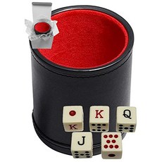 16 mm 포커 주사위 정사각형 각도와 검은 색 PU 가죽 주사위 컵 플러시 벨벳 안감 - 선물 상자, 본상품