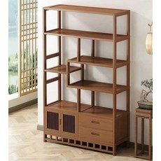 원목와인진열대 우드 선반 진열장 장식장 수납 가정용, 1개, 2열 80cm 문 서랍 포함
