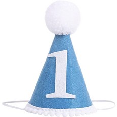 패션 아기 생일 모자 공주 크라운 머리띠 1 년 파티 장식 용품 블루 부직포 12x11.5cm, 파란색
