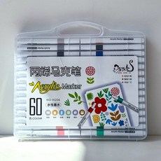 패브릭 마카펜 아크릴마카 유리 금속 DIY 거울 수성 펜 원형그립 원형닙, 60색