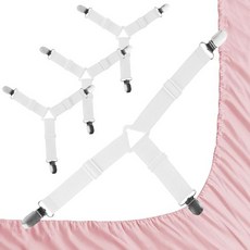 침대 시트 고정 매트리스 스트랩 4Pc 미끄럼 방지 탄성 장착 커버용 조절 가능한 클립 장치 소파 쿠션 홀더로 시트를 단단하고 단단히 고정합니다 B-블랙, A-white, A-white