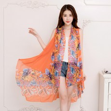 스카프765# 래시가드 랩 시폰 스카프 여성 봄여름 롱 망토 코트 패션 비치 스카프 FS829765