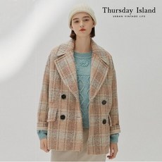 써스데이아일랜드 체크 오버핏 반코트 T218MCT237W P347377251