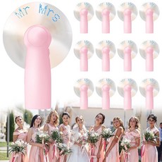 Glooglitter 손님을 위한 웨딩 팬 신부 들러리 선물 결혼식 신부 파티 선물 Mr Mrs LED 팬 Maid of Honor 휴대용 팬 제안 선물 조명 팬 세트 브라이덜 샤, 핑크