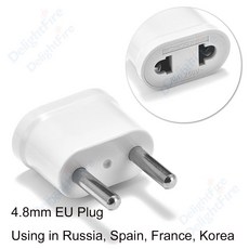 미국-유럽 KR 범용 여행용 어댑터 한국 전기 콘센트 멀티탭 소켓 EU 플러그 4.8mm, 3개