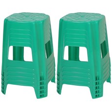 지오리빙 플라스틱 의자 10개 사각 간이 야외 포장마차 편의점, 사각의자(그린) 10개
