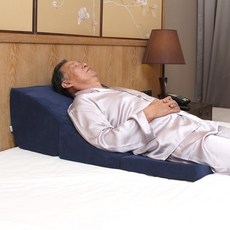 집순이필수템 자취생선물 요추받침대 등쿠션 의자 등받이 기대는베개 등방석 침대 옆 쿠션 역류 베개가있는 환자용 노인 침대 침대 등받이 쿠션 위식도 위산 역류 방지를위한 반 누운, 기타 사양, 네이비 블루 트일 3 단 슬로프 매트
