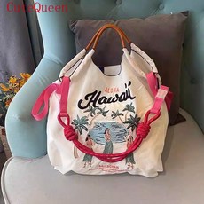 CuteQueen 에코백 자수 나일론 쇼퍼백 토트 숄더겸 크로스백