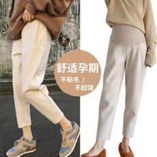 임산부 바지 감응 벨트 오피스 임부복 가을겨울 모직 팬츠 캐주얼 와이드 팬츠에 패션 기모