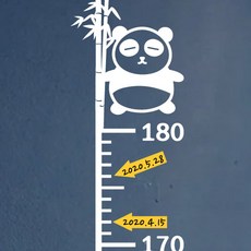 큐데코 심플 키재기 스티커 8종, 02.팬더 키재기-화이트*화살표