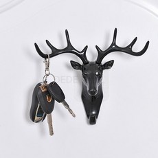 사슴 뿔 키 걸이 머리 미국 홈 장식 후크 벽 스토리지 머리 인테리어 홀더, 투명 블랙 + 투명 화이트 총 2개