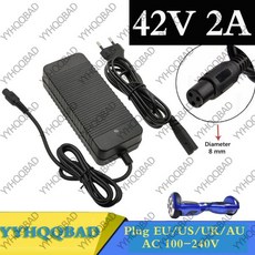 호버보드 스마트 밸런스 휠용 범용 배터리 충전기 전기 스쿠터 어댑터 EU US AU UK 플러그 42V 2A 36V, 미국, 1개, 1) 미국, 없음