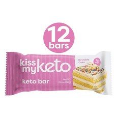 Kiss My Keto Bars 키스마이키토 케토바 화이트 초코 벌스데이 케익 12팩, 1개, 1g