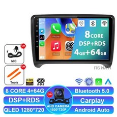 안드로이드 오토 올인원 아우디 TT MK2 8J 2006 2007 2008 2009 2010 2011 2012 카플레이 자동 멀티미디어 비디오 플레이어 와이파이 내비게이션 4G, 없음, 6) 4G-64G 1080P CAM