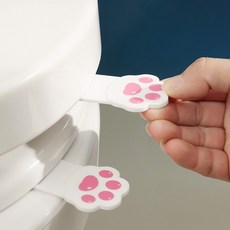 1+1 귀여운 냥발바닥 붙이는 화장실 변기 뚜껑 손잡이 2컬러 어린이집 유치원, 베이지 2개, 2개