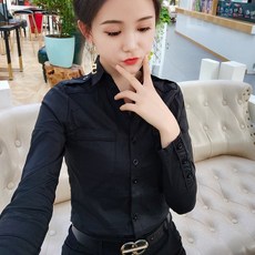 여자유니폼 셔츠 여성긴소매 가을 뉴타입 슬림핏 분위기있는 작업복 상의 이너셔츠 오피스 유행