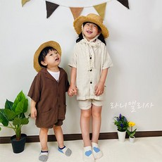 아이스린넨셔츠셋업밴딩반바지자켓세트