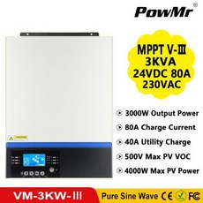 3KW 인버터 USB 블루투스 PV 입력 230Vac 24V 배터리 80A MPPT 충전 태양 LCD 제어 패널 회로 차단기 보호, 01 24V_01 230V