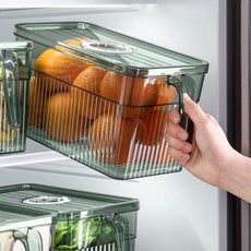 [세정컴퍼니] 냉장고 정리 트레이 투명 다용도 보관함 물빠짐 용기 냉장고 음료수 맥주캔 수납, 대형(30X15.3X15.3cm), 1365 그레이, 4개, 1개입