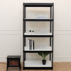 에스디랙 3단 4단 5단 6단 무볼트 일체형기둥 조립식 앵글 철제선반 블랙, 800x300x2400