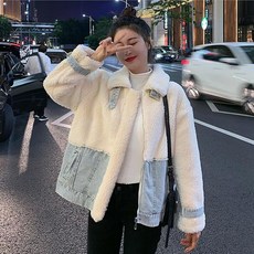 [뽐나] 여성 빅사이즈 크림 캐주얼 기모 스트릿 오버 넥 겨울 코트