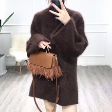 제이에이치 글로벌 스웨터 여성 겨울 가을 두꺼운 루즈핏 풀오버 후드 와이드 아우터 인싸템 밍크 털 인조