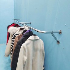 벽행거 부착식 옷가게 진열대 고정 선반 의류매장 금장 파이프 랙 걸이, 스테인리스 스틸 두께 지지대 사이드 걸이 길이 2.2m, 1개