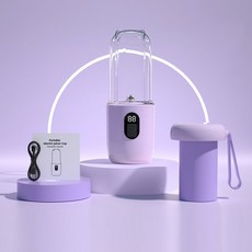SMABAT 휴대용 무선 믹서기 텀블러믹서기 멀티믹서기 가정용 과일 블렌더 Type-c 충전 500ml, 퍼플