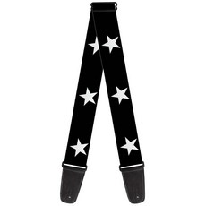 Buckle-Down 기타 스트랩 스타 블랙 화이트 5.1cm(2인치) 너비, Buckle-Down 기타 스트랩 스타 블랙 화이트 5, 1개