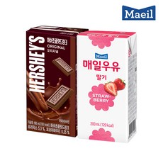 매일유업 허쉬드링크 초콜릿 190ml 24팩 + 멸균 매일우유 딸기 24팩, 1세트