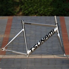 TSUNAMI-SNM200 프레임 세트 700C 알루미늄 고정 기어 자전거 레이싱 트랙 픽시 52CM 54CM 단일 속도 부품, 실버 포함 포크